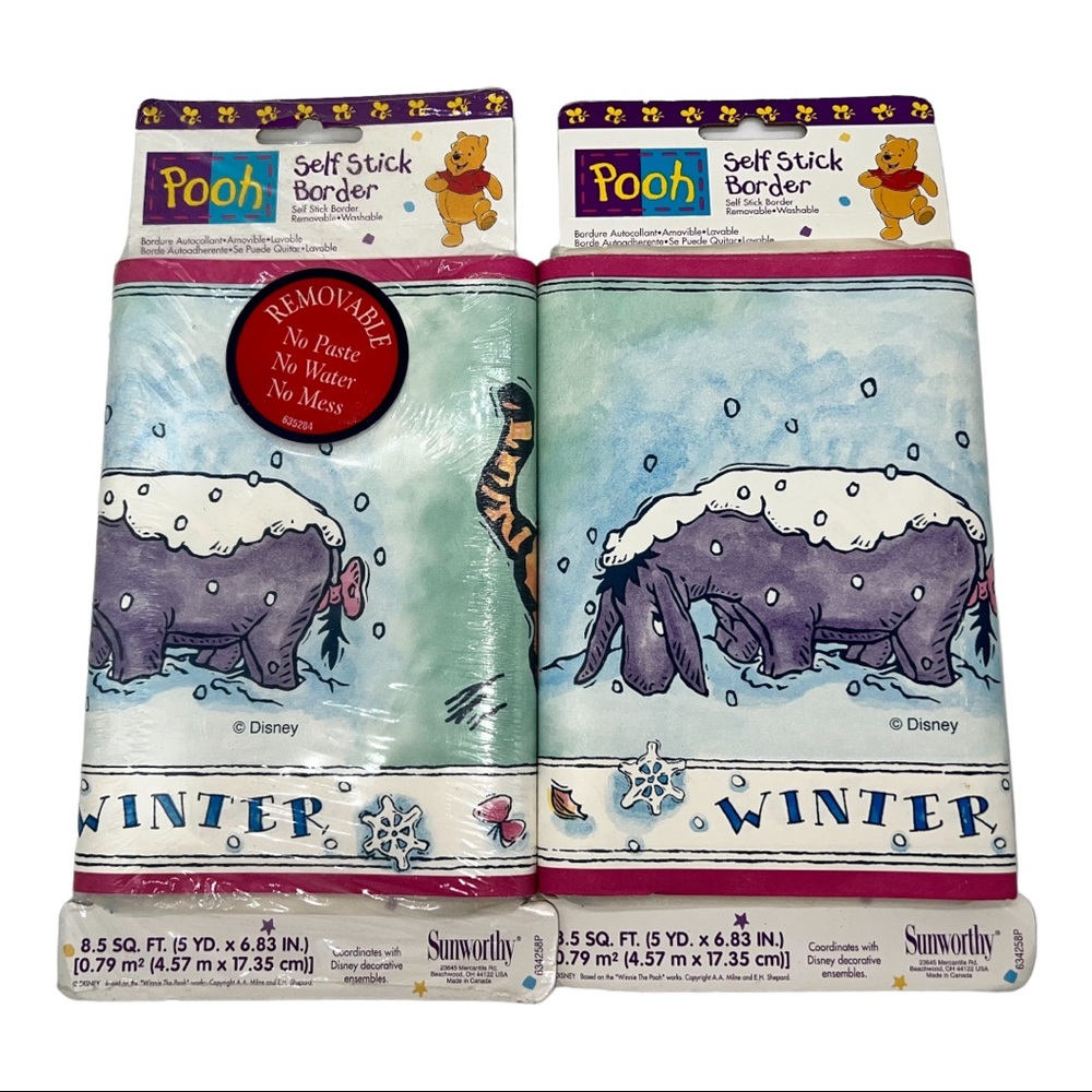 New Classic Pooh 4 Seasons Wallpaper Border Piglet Eeyore Tigger 90’s NOS
